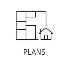 Wall Mural - Plans icon outline. Real estate simple vector illustration