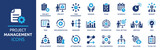 Fototapeta  - Project management icon collection. Time management and planning concept. Solid icon set.