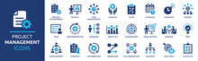 Project Management Icon Collection. Time Management And Planning Concept. Solid Icon Set.