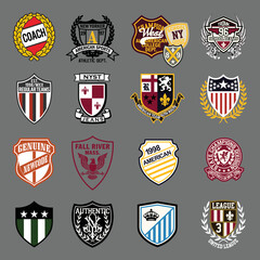 16 set badge and patches label vector illustration for t shirt and other uses.