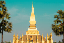 Pha That Luang Festival Vientiane, Laos. That-Luang Golden Pagoda In Vientiane, Laos. This Place Is History Of Laos And Pha That Luang Is Know To Foreign Tourists.