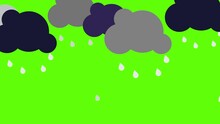 Animation Of Rain In Cartoon Style On A Green Background