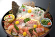 ヒラメの刺身の盛り合わせ・和食・日本料理	
