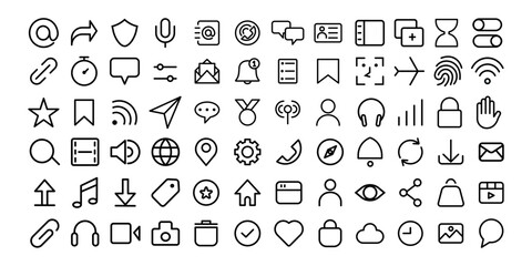 Poster - The bundle of basic web and applications icon design. Set of smartphone icon for design interfaces