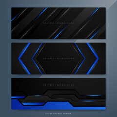 Wall Mural - Abstract blue and black gradient banner