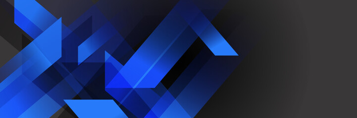 Wall Mural - Dark blue and black abstract banner background. Blue geometry shine and layer element vector for presentation design. Suit for business, corporate, institution, party, festive, seminar, and talks.