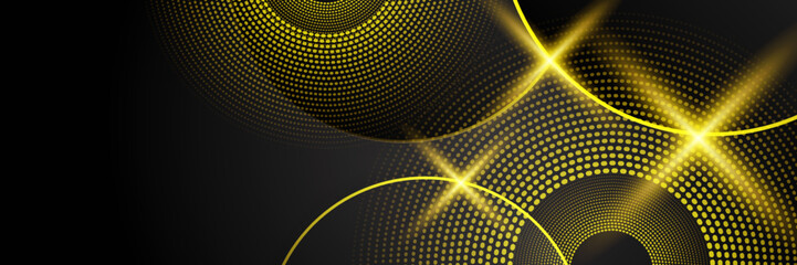 Abstract black and yellow banner background. Vector abstract graphic design banner pattern presentation background web template.