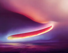 Illustration Of Photograph Of Atmospheric Weather Trapped Inside A Massive Refractive Colloid Beam, Roll Cloud Supercell