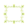 Square frame template with floral ornament. Green frame with place for lettering with flowers and leaves. Decorative botanical illustration