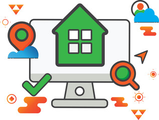 Poster - home computer illustration