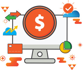 Poster - money computer illustration