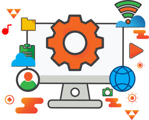 Poster - setting computer illustration