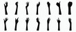 © TWINS DESIGN STUDIO - Elegant free hand gesture silhouette vector set. Black hand vector illustration design in different posture isolated on white background for logo, decoration, advertise, skin care, business, brochure.