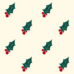 Wall Mural - Holly Berry Pattern Background