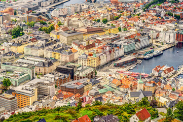 Sticker - Bergen landmarks, Norway, HDR Image