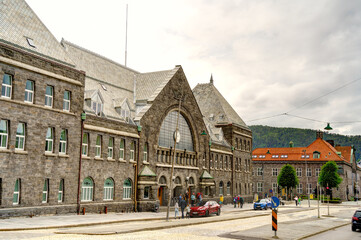 Sticker - Bergen landmarks, Norway, HDR Image