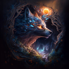 Canvas Print - abstract wolf head