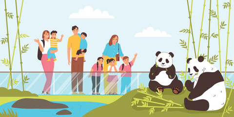 Poster - Flat Zoo Pandas