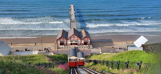 cliff railway located in saltburn by the sea, redcar and cleveland, england