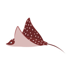 Wall Mural - wide Cute stingray cartoon character vector illustration. Comic sea creatures, underwater animal isolated on white background. Wildlife