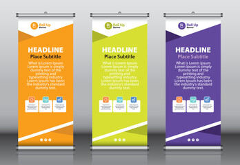 Wall Mural - Roll up banner design template vector, abstract background, modern x-banner, rectangle size