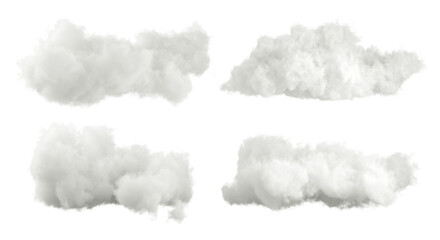 Poster - Fluffy clear white clouds cut out transparent backgrounds special effect 3d rendering png file