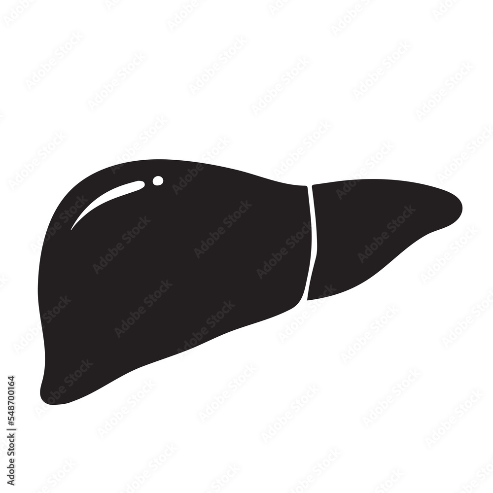Human liver silhouette icon with black colored flat vector drawing ...