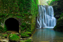 Bolunzulo Old Mill And Waterfall In Kortezubi. Urdaibai Biosphere Reserve. Basque Country. Spain