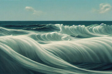 Wall Mural - seascape of beautiful soft waves as illustration