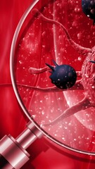 Wall Mural - vertical video -Animation Of A Damaged And Disintegrating Cancer Cell