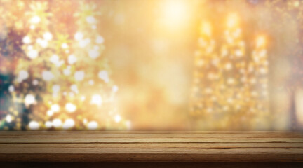 Wall Mural - Christmas tree blurred bokeh background