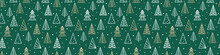 Seamless Pattern With Golden Christmas Trees. Wrapping Paper Concept. Banner. Vector Illustration