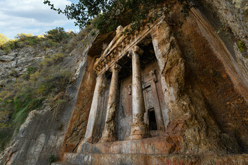 Wall Mural - Amyntas Rock Tombs at ancient Telmessos, in Lycia. Now in the city of Fethiye, Turkey
