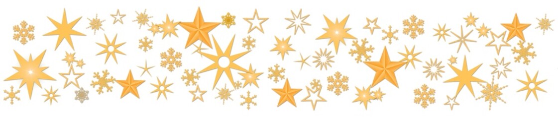Poster - Christmas decoration in orange on banner - different snowflakes and ice stars on white background - 3D Illustration