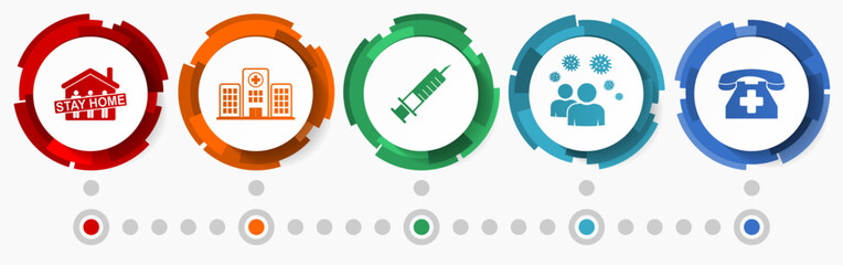 Fototapete - Health and medicine vector icon set, hospital concept flat design buttons, infographic template