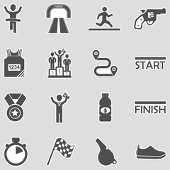  Marathon Icons. Sticker Design. Vector Illustration.