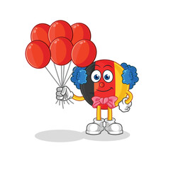 Poster - belgium clown with balloons vector. cartoon character