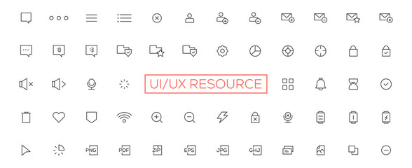 Poster - Minimalist and simple looking ui icons set for dark, light mode. Outline isolated user interface elements for night, day themes