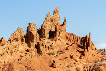 Sticker - Fairytale canyon or Skazka Canyon, Natural park of colorful rocks near Issyk-Kul lake, Kyrgyzstan.