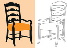 Wooden Chair Armrest Vector Illustration,ladderback Chair