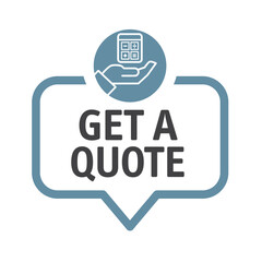 speech bubble get a quote - icon vector illustration with calculator
