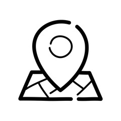 Wall Mural - Navigation point on the map doodle icon. Hand drawn symbol. Vector illustration.