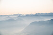 Faszinierende Aussicht auf Luzern und den Vierwaldstättersee vom Berg Pilatus. Bergsee in der Schweiz
