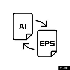 Poster - Convert AI to EPS file vector icon in line style design for website, app, UI, isolated on white background. Editable stroke. Vector illustration.