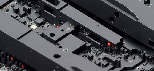Aufkleber - Close up of a computer motherboard components, Technology and innovation abstract background of electronic components and computer tech. 