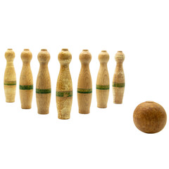 Wall Mural - wooden bowling pins and a ball