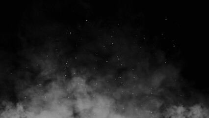 Wall Mural - black and white fire embers particles texture overlays . burn effect on isolated black background. c