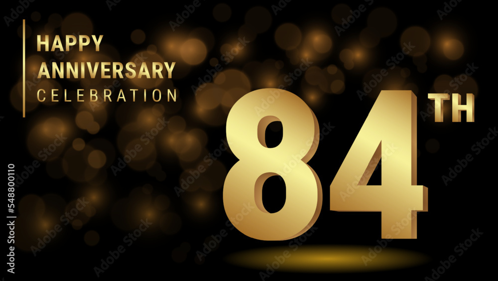 84th Anniversary. 3d template design with gold color for celebration ...