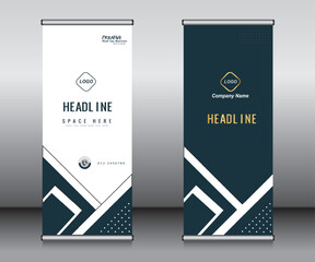 Wall Mural - Roll up banner template design, banner, layout, advertisement, pull up, polygon background, vector illustration, business flyer, display, x-banner, flag-banner, Info graphics, presentation.