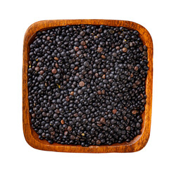 Wall Mural - Black lentils in wooden bowl